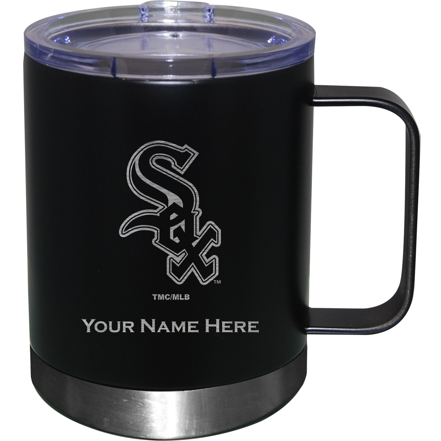 Black Chicago White Sox 12oz. Personalized Stainless Steel Lowball with Handle