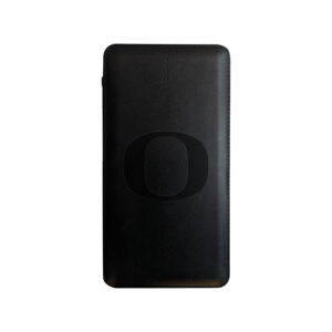 Black Oregon Ducks Debossed Faux Leather Power Bank