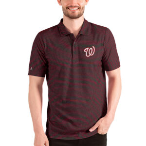 Men's Antigua Heathered Black/Red Washington Nationals Esteem Polo