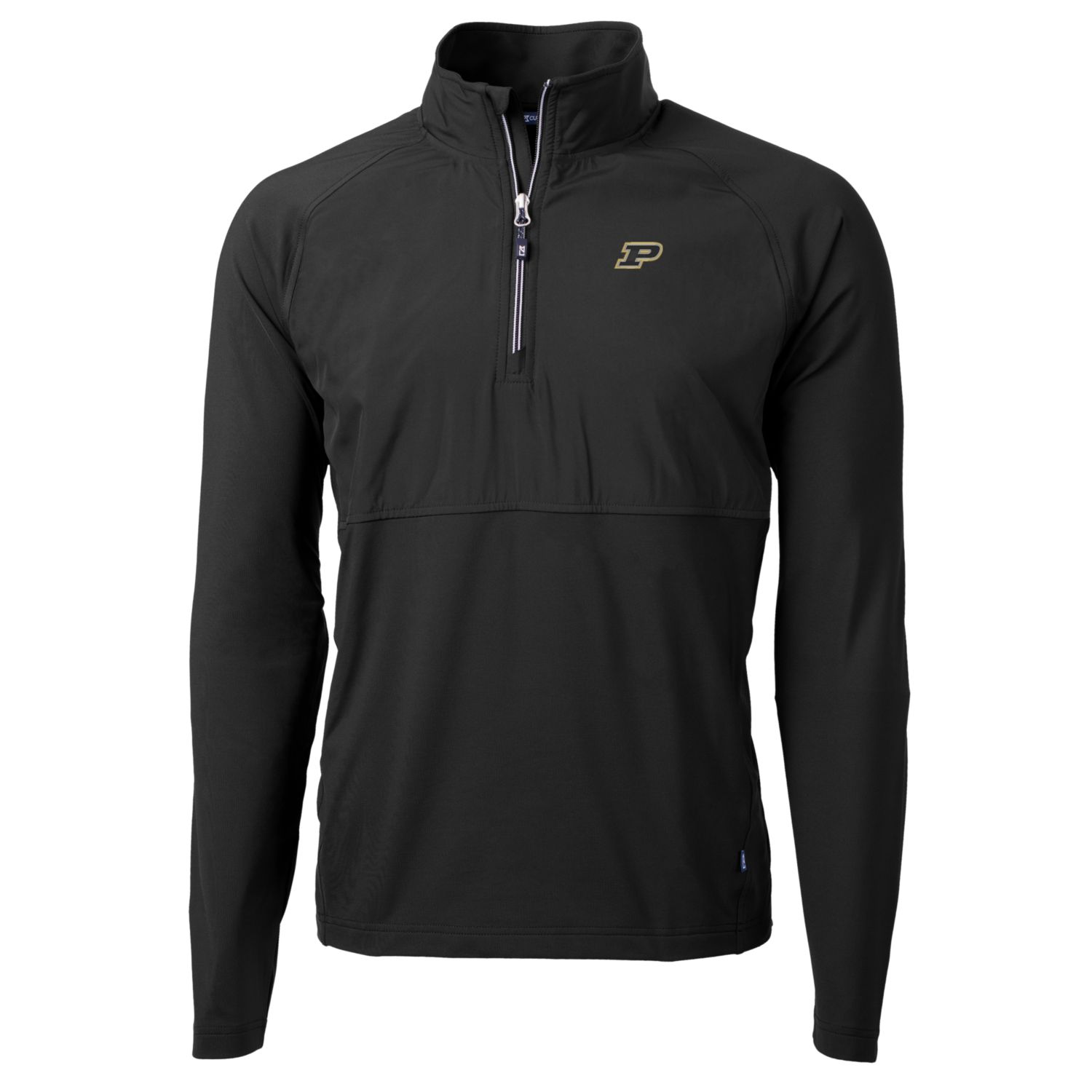 Men's Cutter & Buck Black Purdue Boilermakers Adapt Eco Knit Hybrid Recycled Quarter-Zip Pullover Top