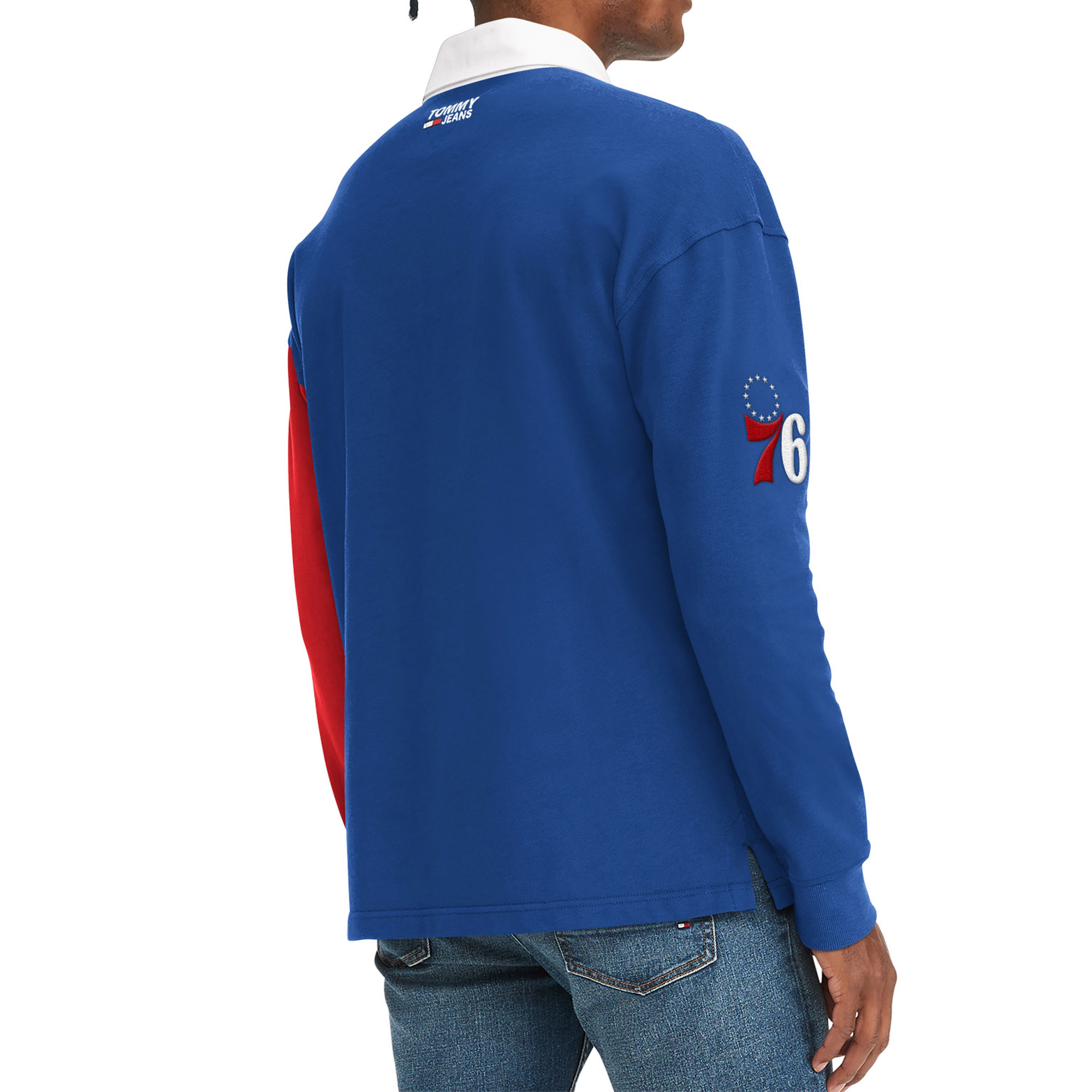 Men's Tommy Jeans Royal/Red Philadelphia 76ers Ronnie Rugby Long Sleeve T-Shirt - Image 6