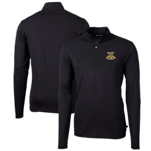 Men's Cutter & Buck Black North Carolina A&T Aggies Big & Tall Virtue Eco Pique Recycled Quarter-Zip Pullover Top