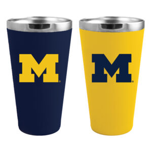 Michigan Wolverines Team Color 2-Pack 16oz. Pint Glass Set