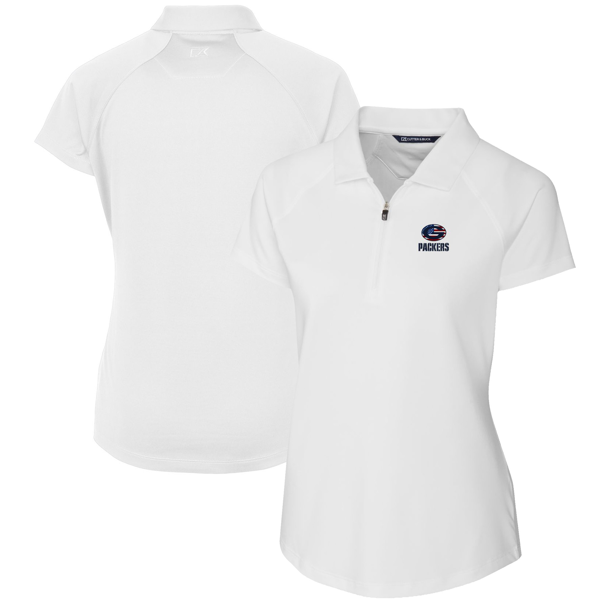 Women's Cutter & Buck White Green Bay Packers Forge Stretch Polo