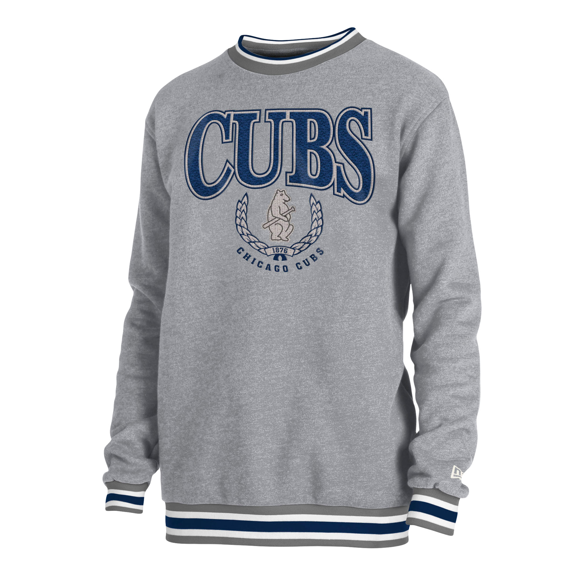 Men's New Era Heather Gray Chicago Cubs Throwback Classic Pullover Sweatshirt - Image 3