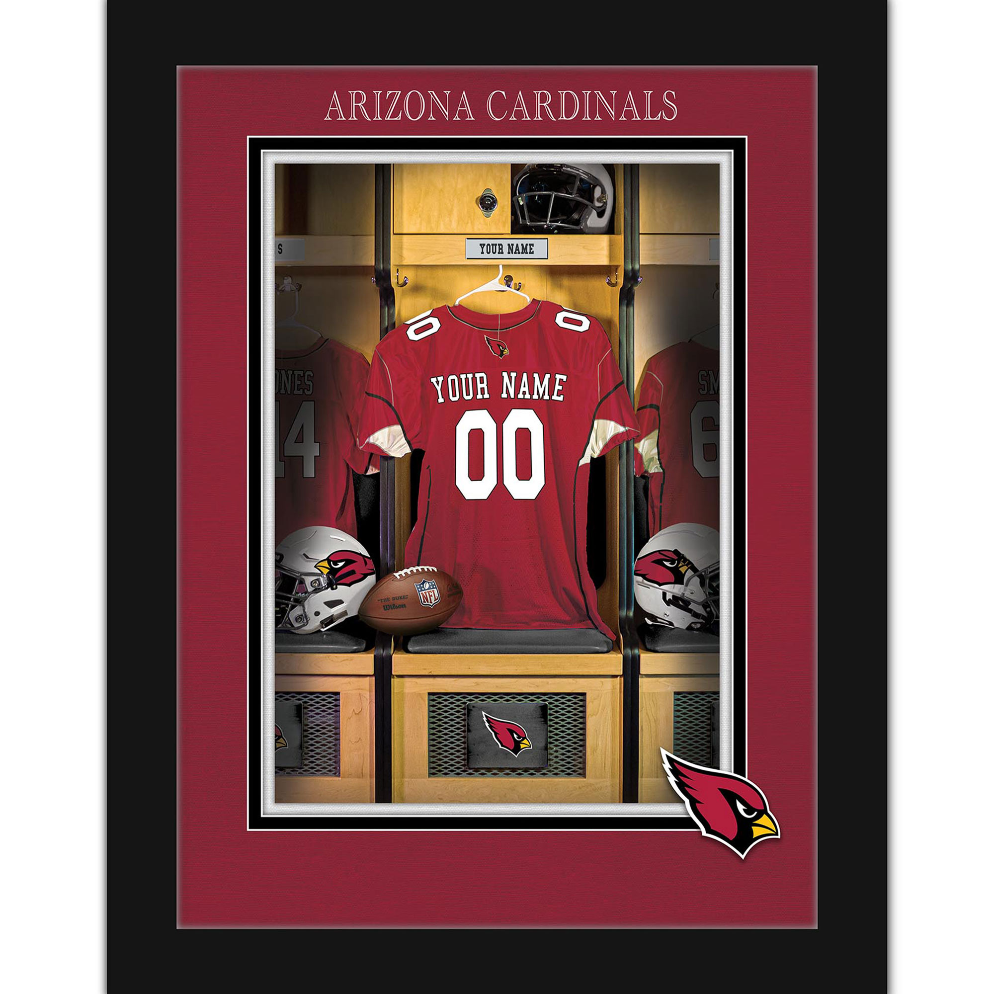 Arizona Cardinals 12'' x 16'' Personalized Team Jersey Print