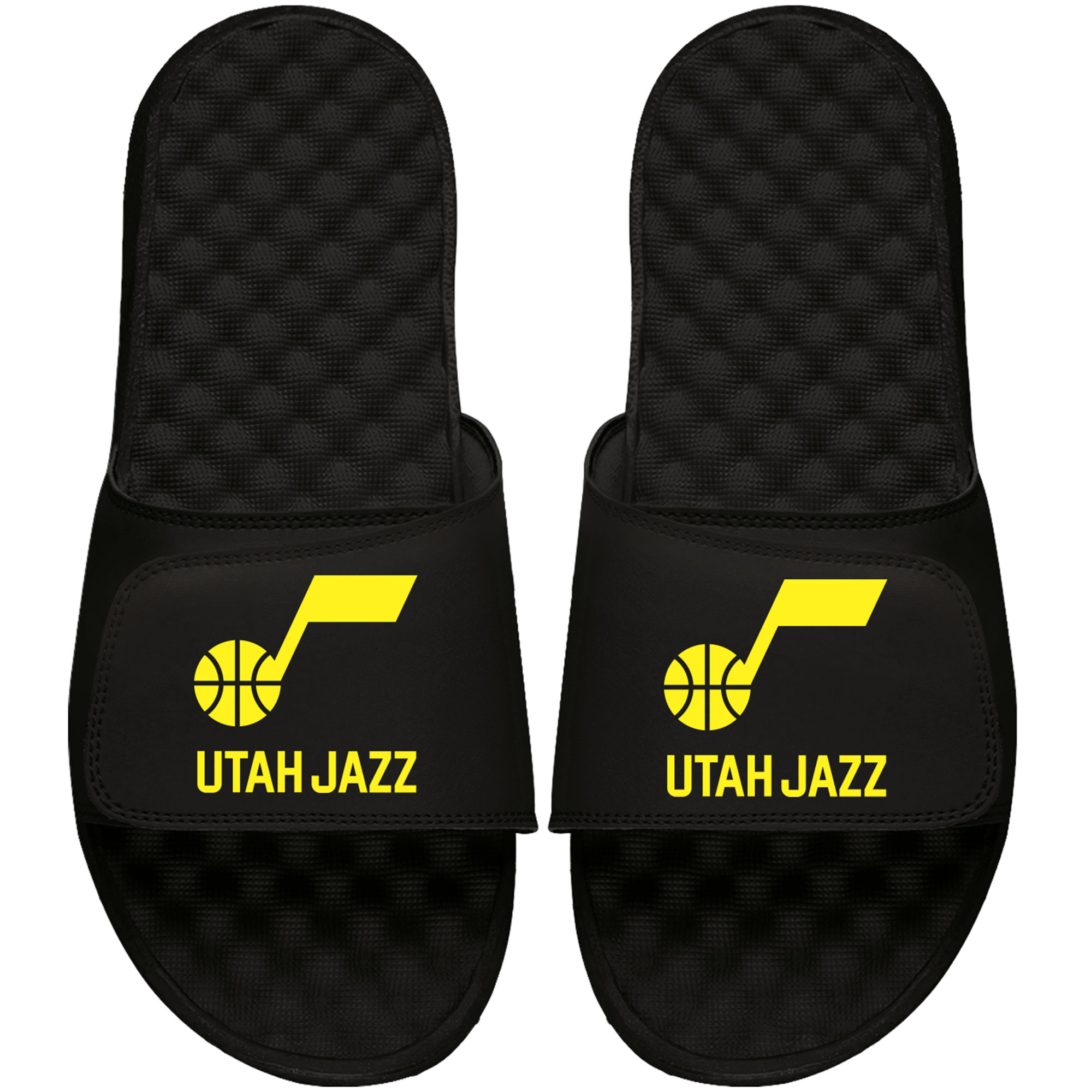 Men's ISlide Black Utah Jazz Team Color Stacked Slide Sandal
