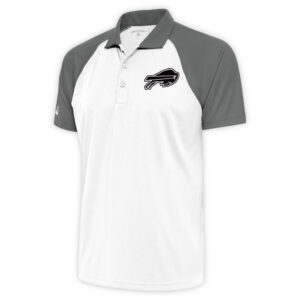 Men's Antigua White/Gray Buffalo Bills Metallic Logo Nova Polo