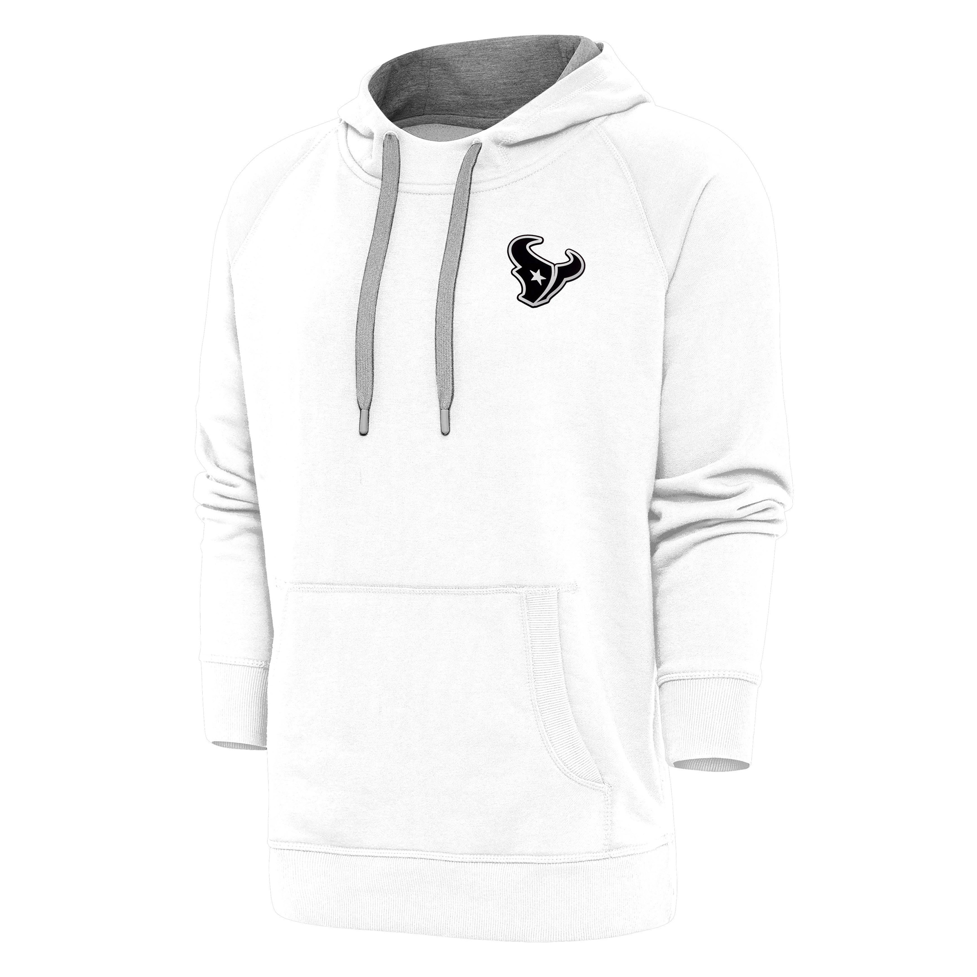 Men's Antigua White Houston Texans Metallic Logo Victory Pullover Hoodie - Image 2
