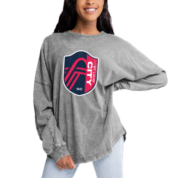 Women's Gameday Couture Gray St. Louis City SC Faded Wash Pullover Sweatshirt