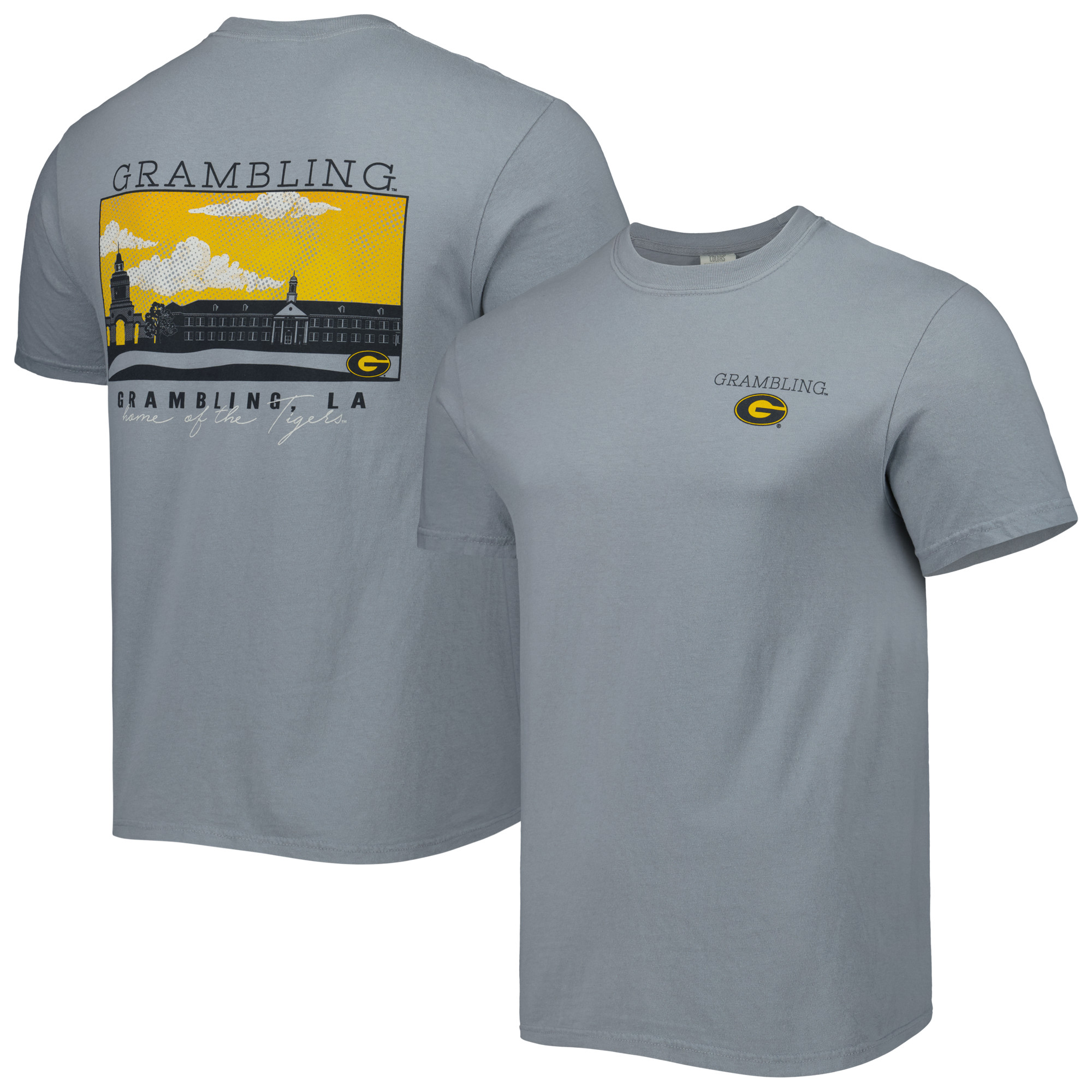 Men's Gray Grambling Tigers Campus Scenery Comfort Color T-Shirt - Image 5