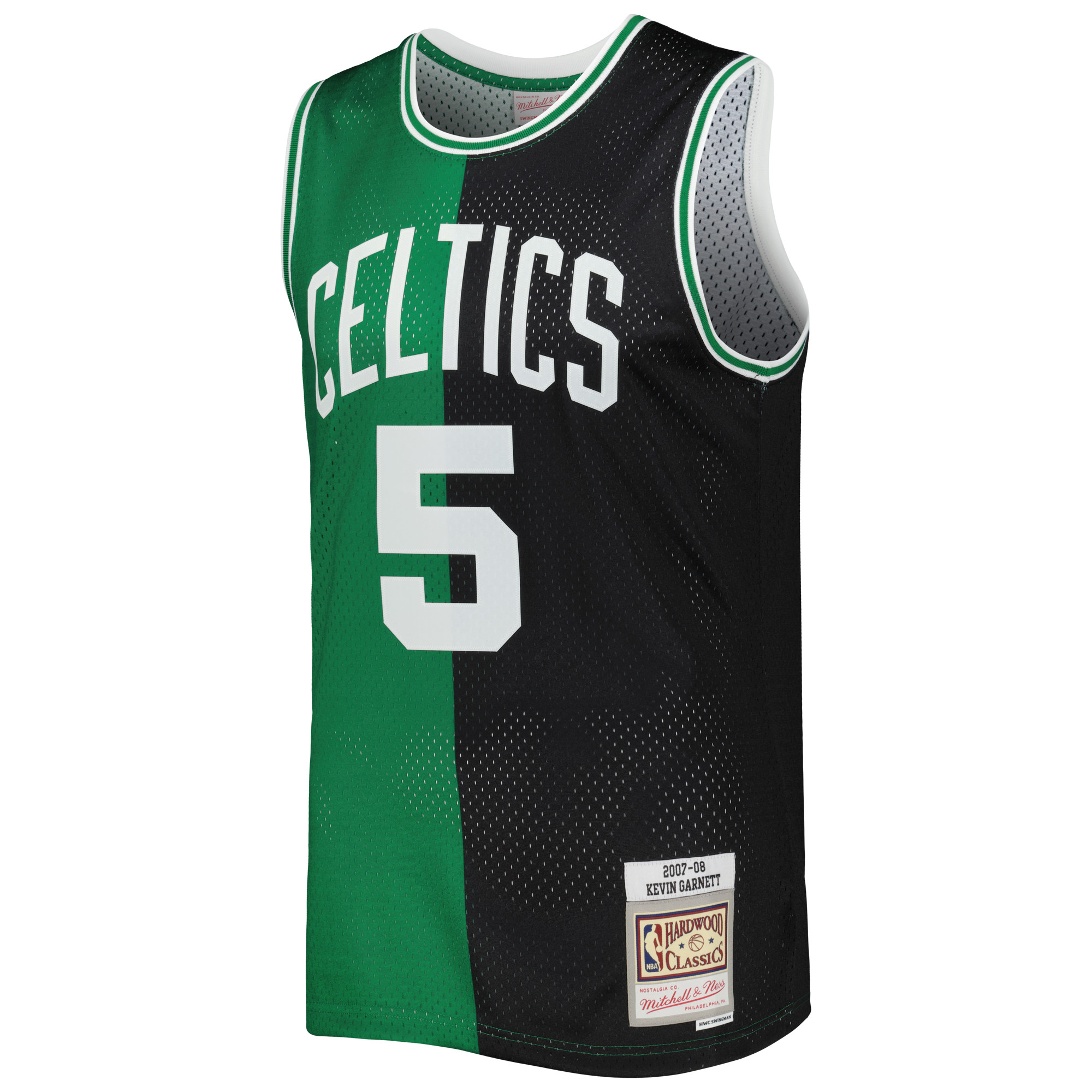 Men's Mitchell & Ness Kevin Garnett Black/Kelly Green Boston Celtics Hardwood Classics 2007/08 Split Swingman Jersey - Image 3