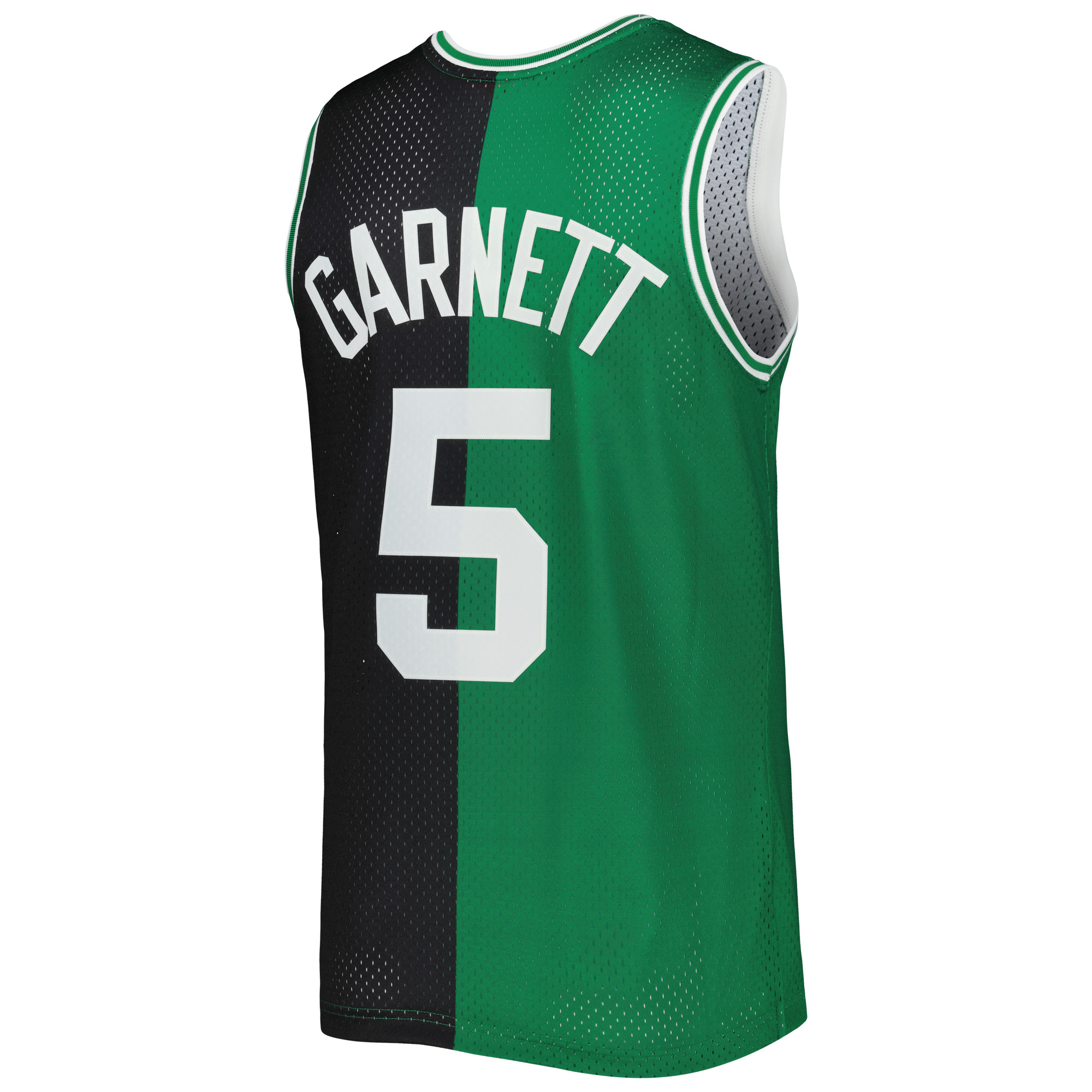 Men's Mitchell & Ness Kevin Garnett Black/Kelly Green Boston Celtics Hardwood Classics 2007/08 Split Swingman Jersey - Image 4