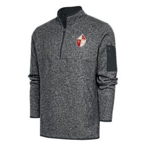 Men's Antigua Heather Charcoal San Francisco 49ers Throwback Fortune Quarter-Zip Pullover Jacket