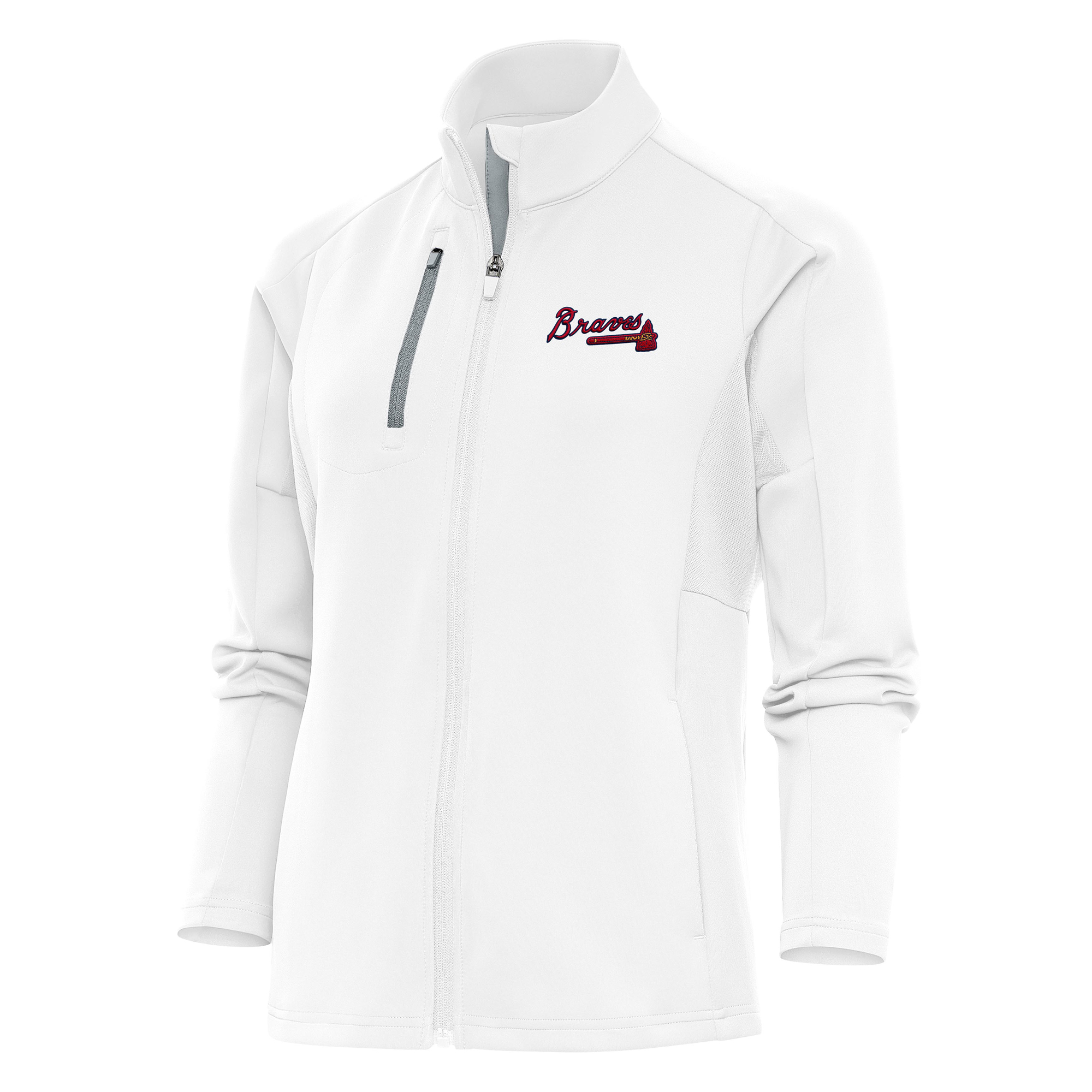 Women's Antigua White Atlanta Braves Logo Generation Full-Zip Jacket