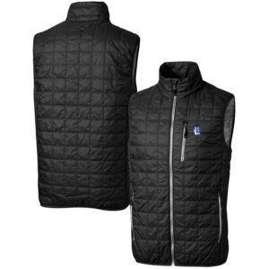 Men's Cutter & Buck Black Fresno State Bulldogs Team Logo Big & Tall Rainier PrimaLoft Eco Insulated Full-Zip Puffer Vest