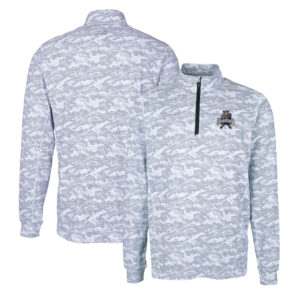 Men's Cutter & Buck Charcoal Utah State Aggies Vault Traverse Camo Print Stretch Quarter-Zip Pullover Top