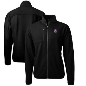 Men's Cutter & Buck Black New England Patriots Cascade Eco Sherpa Big & Tall Fleece Full-Zip Throwback Jacket