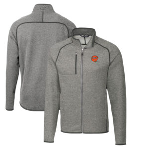 Men's Cutter & Buck Heather Gray Cincinnati Bengals Throwback Logo Mainsail Sweater-Knit Full-Zip Jacket