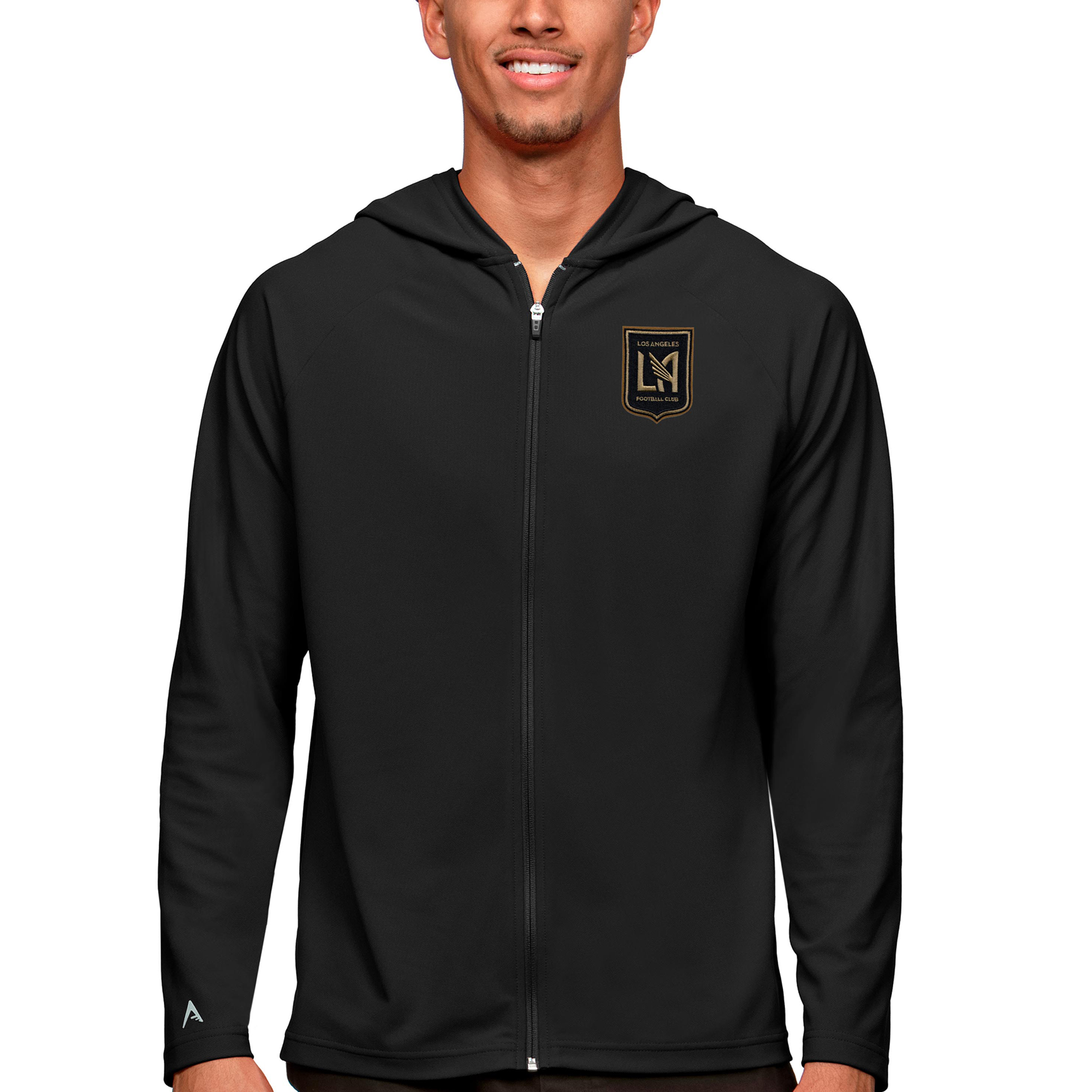 Men's Antigua Black LAFC Primary Team Logo Legacy Full-Zip Hoodie