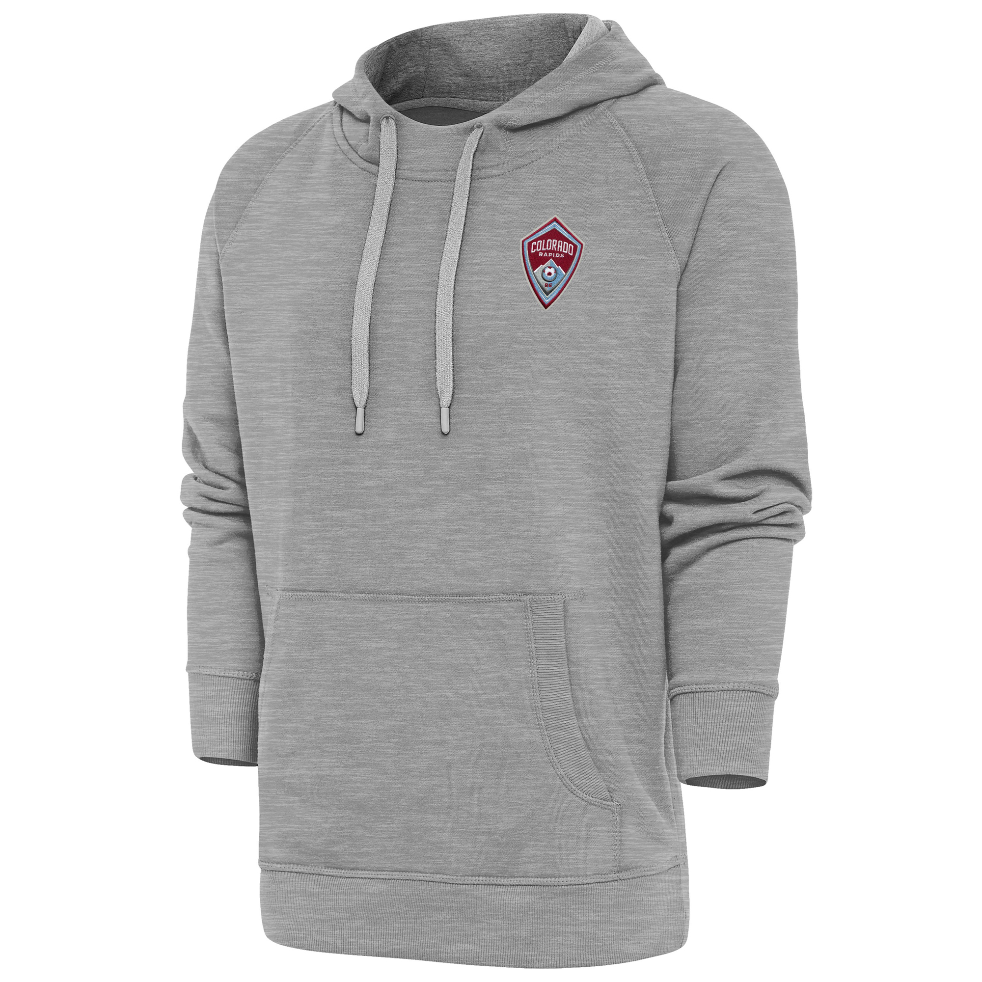 Men's Antigua Heather Gray Colorado Rapids Logo Victory Pullover Hoodie