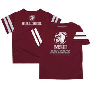 Youth Maroon Mississippi State Bulldogs Team Logo Stripes T-Shirt