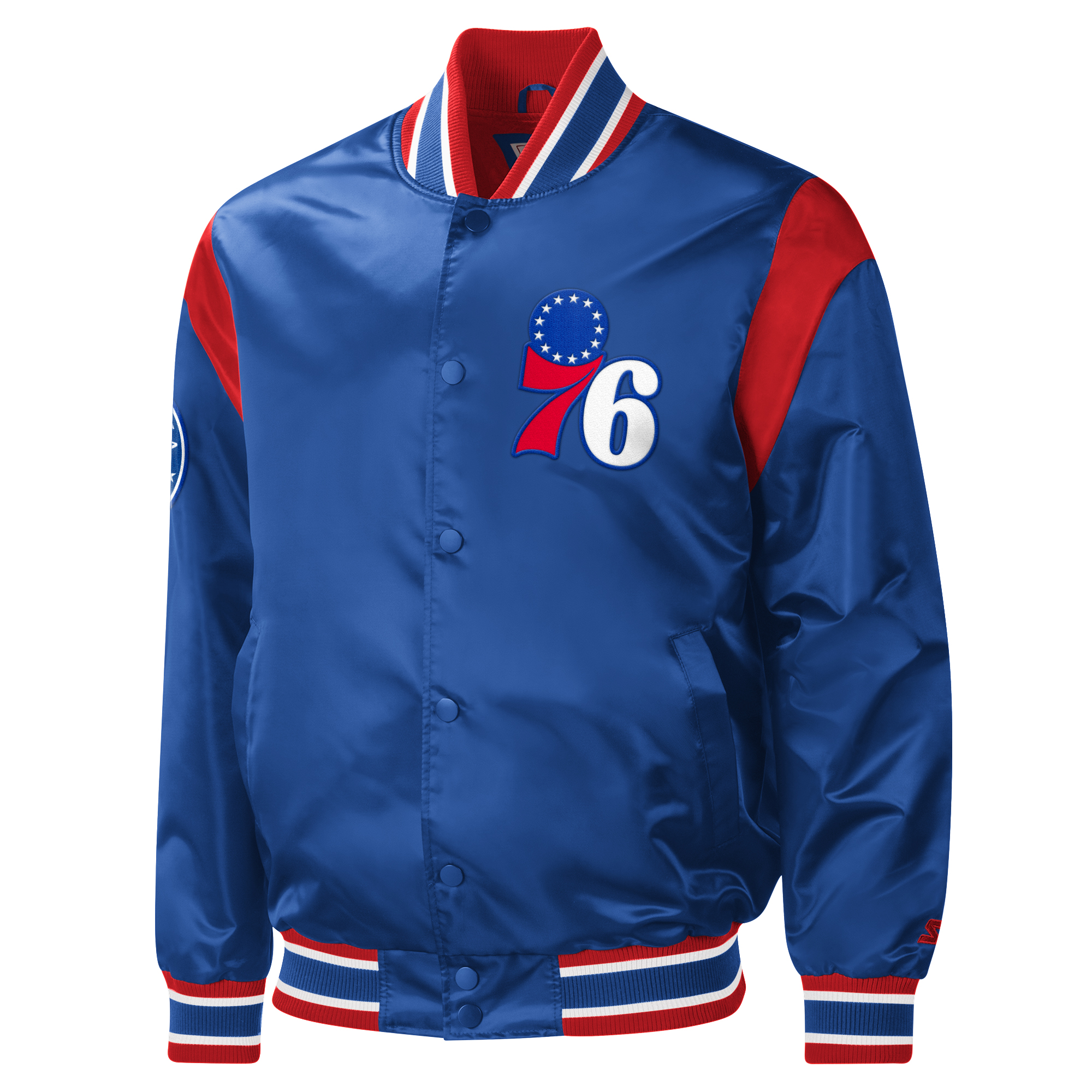 Men's Starter Royal Philadelphia 76ers Force Play Satin Full-Snap Varsity Jacket - Image 6