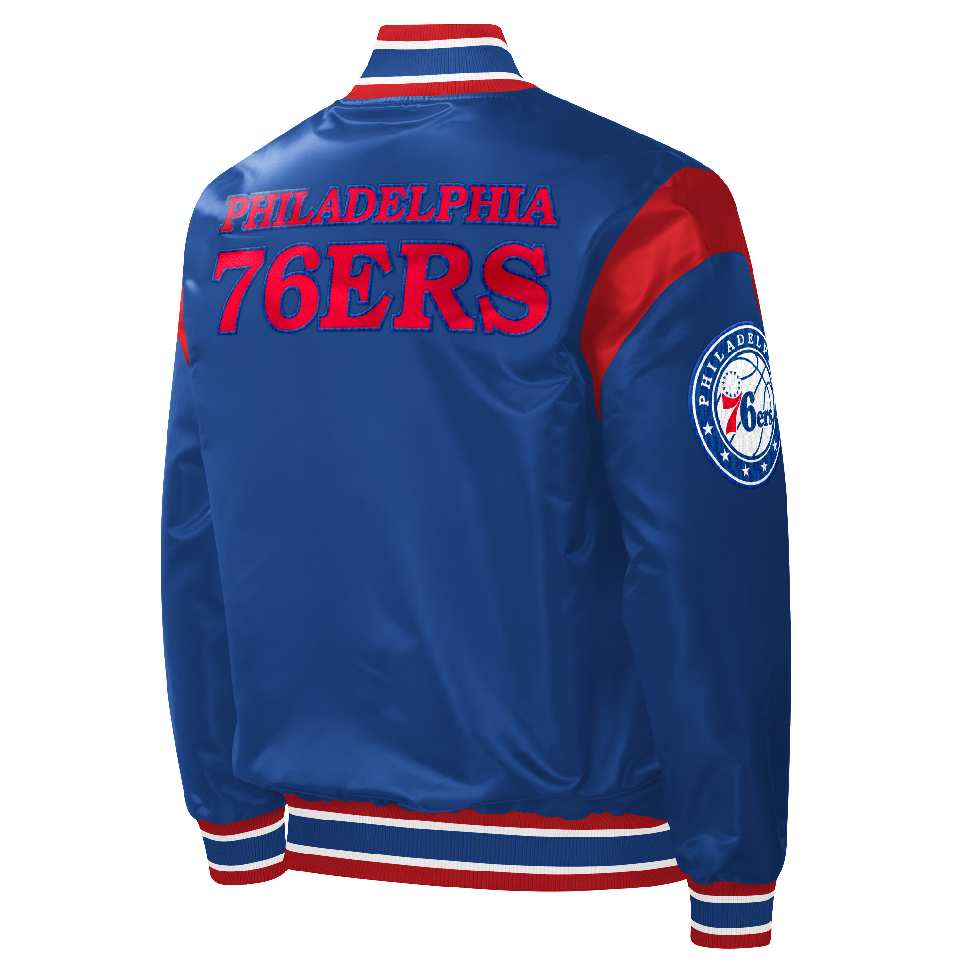 Men's Starter Royal Philadelphia 76ers Force Play Satin Full-Snap Varsity Jacket - Image 7