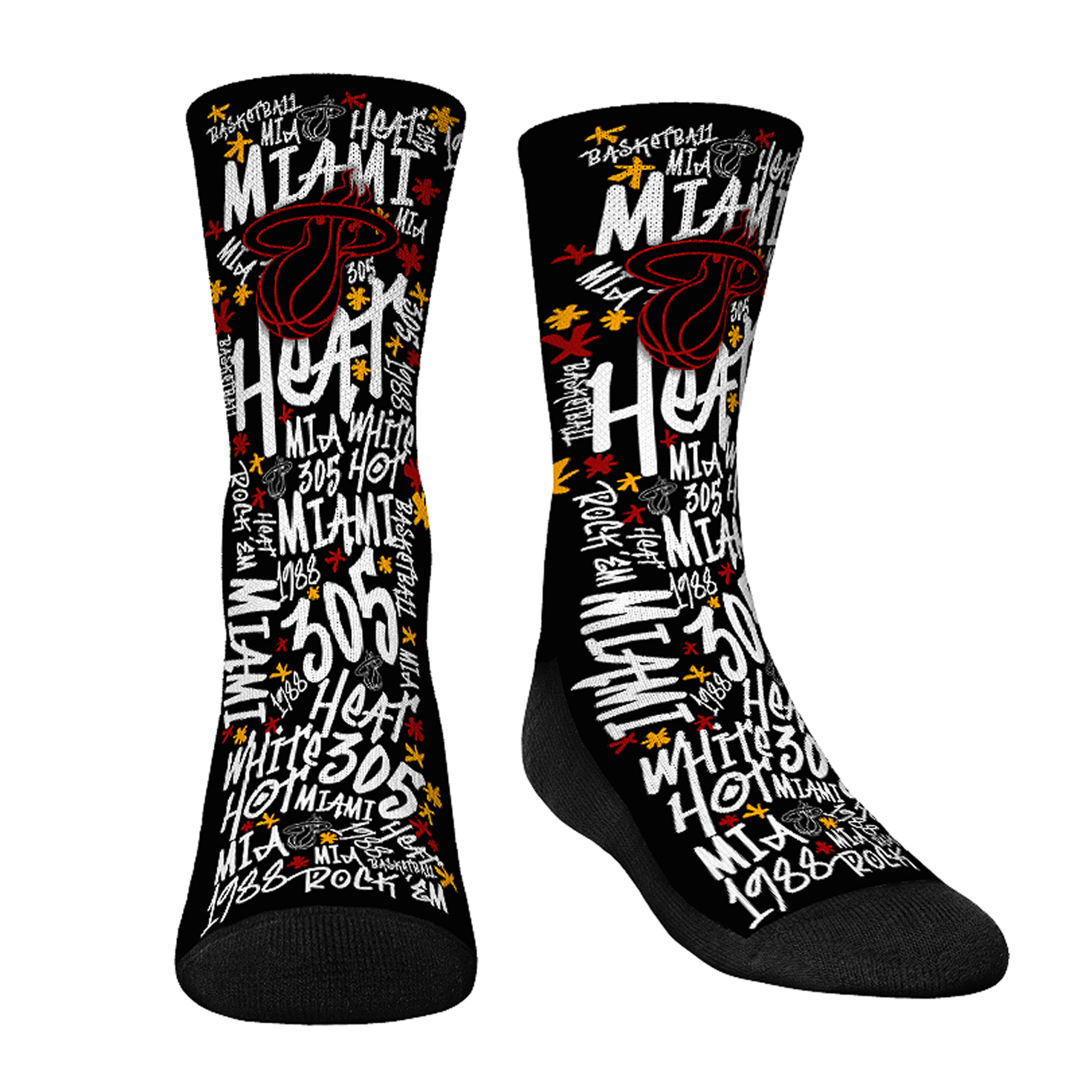 Youth Rock Em Socks Miami Heat Graffiti Crew Socks
