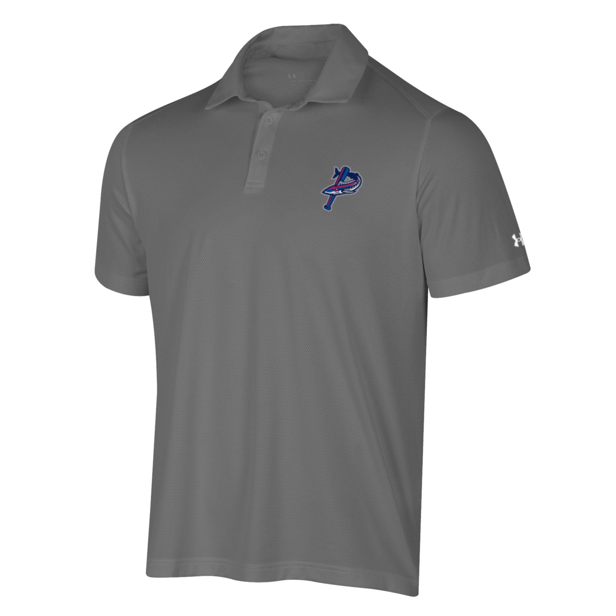 Men's Under Armour Gray Pensacola Blue Wahoos Tech Mesh Performance Polo - Image 6