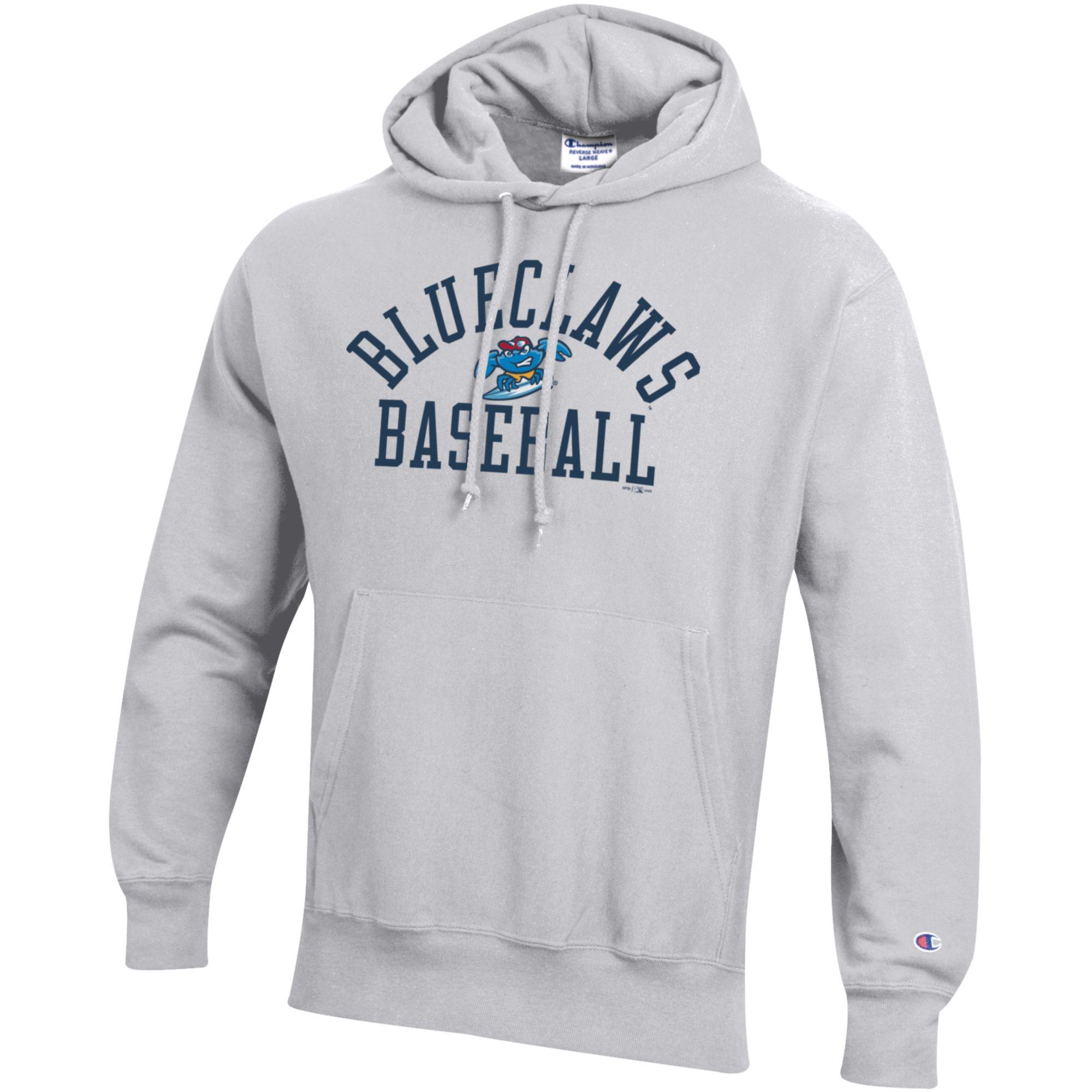 Men's Champion Gray Jersey Shore BlueClaws Baseball Reverse Weave Pullover Hoodie - Image 3