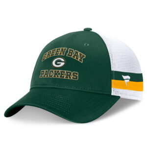 Men's Fanatics  Green/White Green Bay Packers Fundamentals Side Stripe Trucker Adjustable Hat