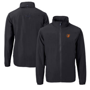 Men's Cutter & Buck Black Baltimore Orioles Charter Eco Recycled Full-Zip Jacket