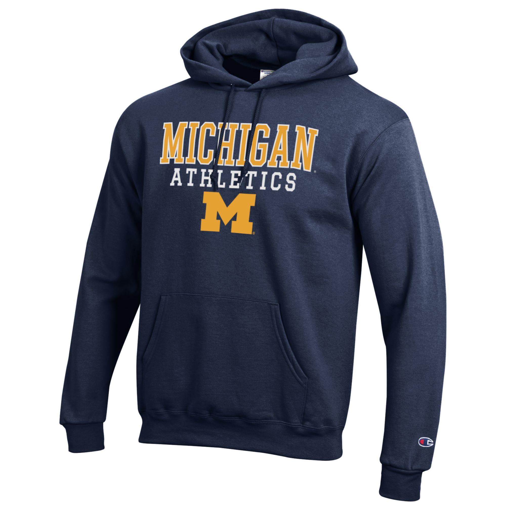 Men's Champion Navy Michigan Wolverines Athletics Logo Stack Pullover Hoodie - Image 9