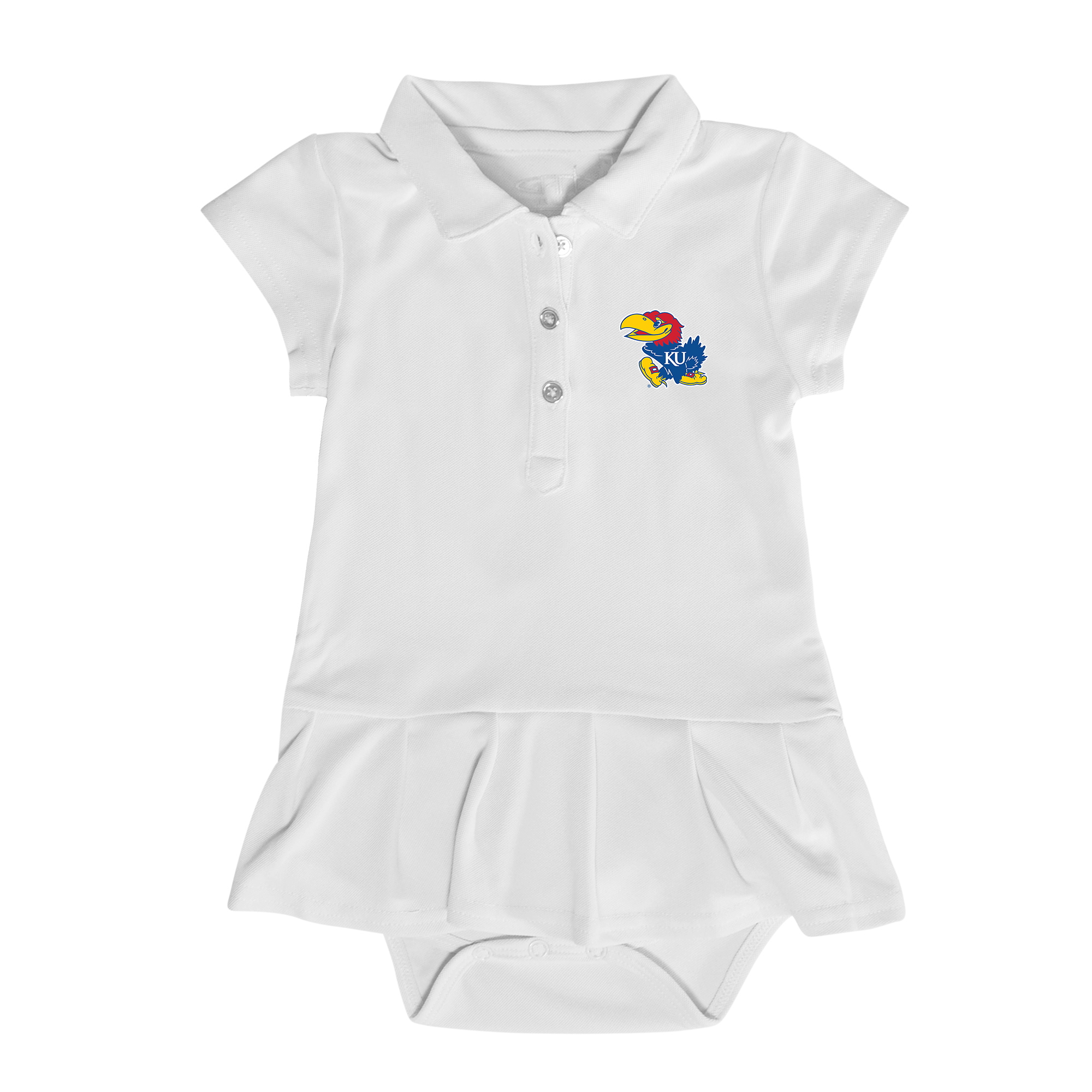 Girls Infant Garb White Kansas Jayhawks Caroline Cap Sleeve Polo Dress