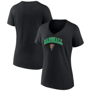 Women's Black Marshall Thundering Herd Campus V-Neck T-Shirt