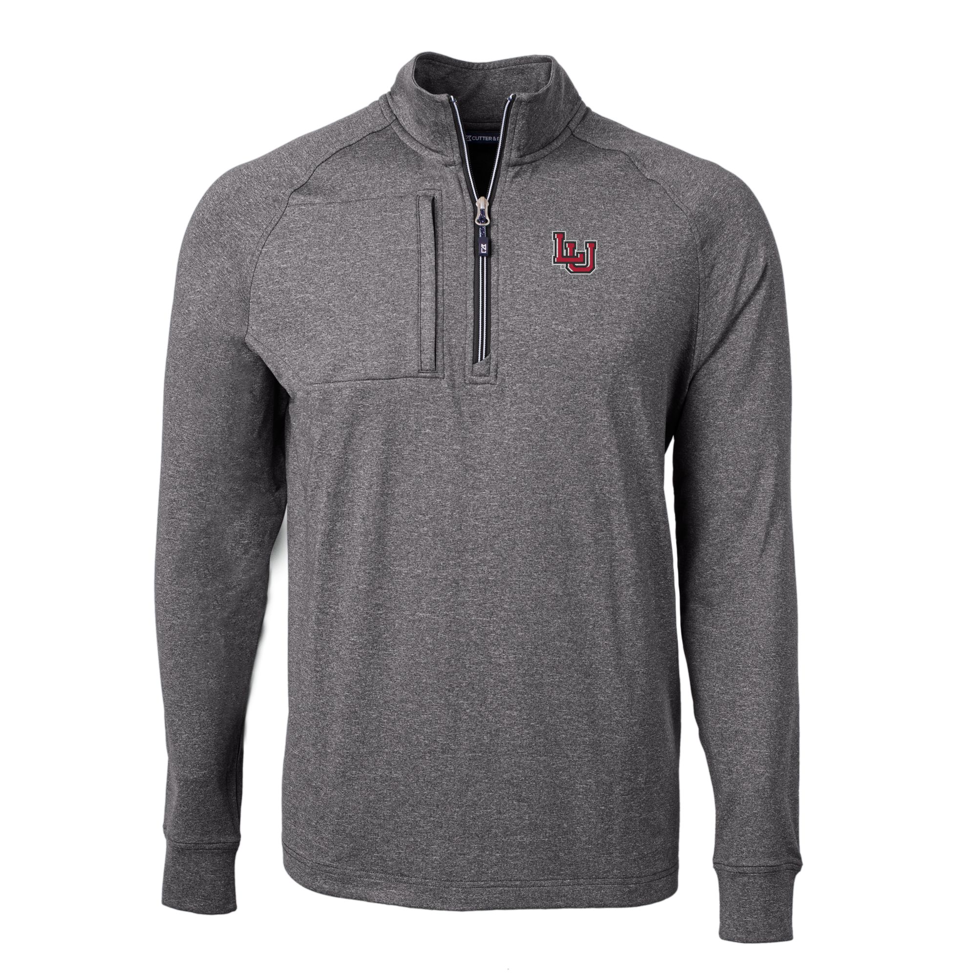 Men's Cutter & Buck Heather Black Lamar Cardinals Big & Tall Adapt Eco Knit Quarter-Zip Pullover Top - Image 3