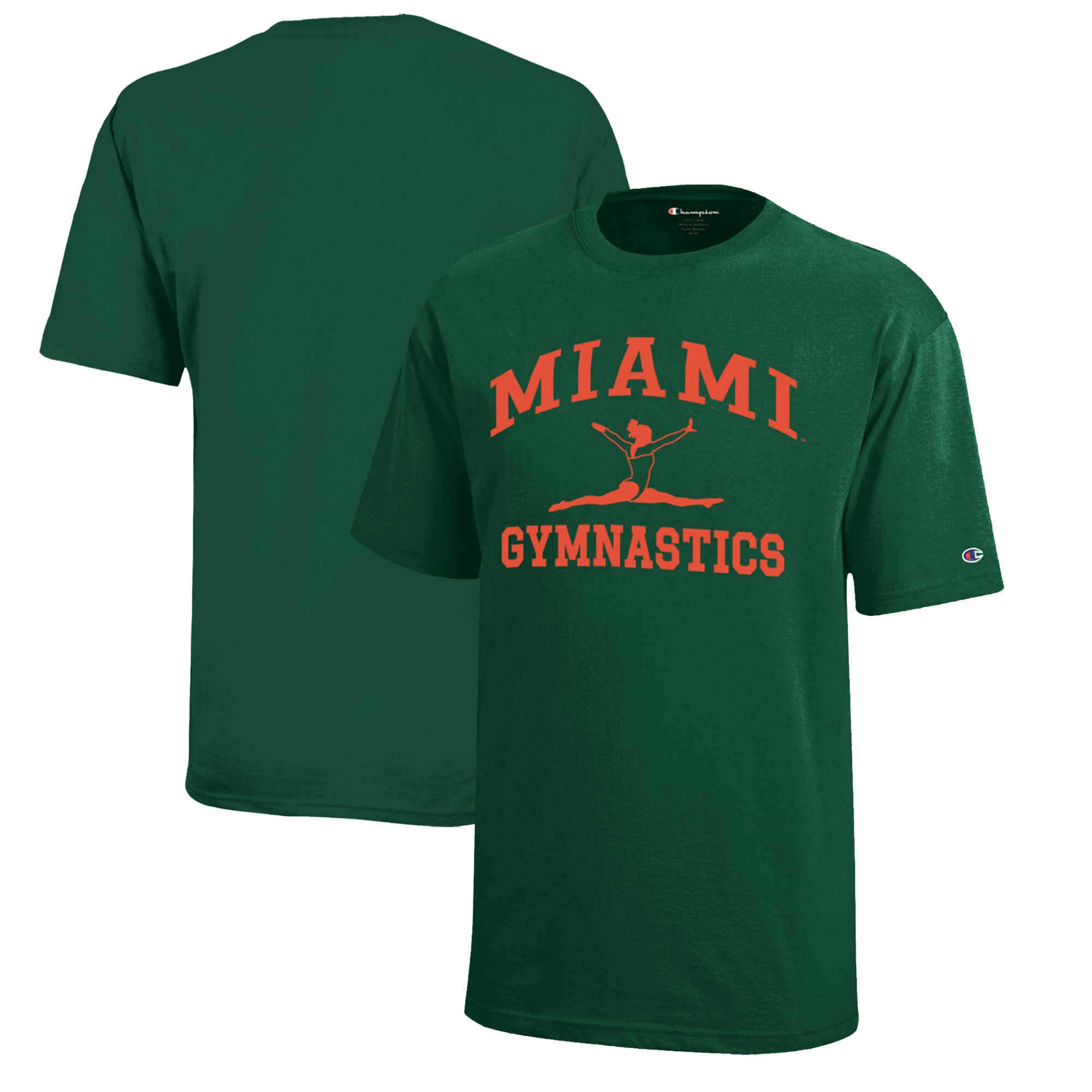 Youth Champion Green Miami Hurricanes Icon Logo Gymnastics T-Shirt - Image 5