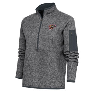 Women's Antigua  Heather Charcoal Fresno Grizzlies Fortune Half-Zip Pullover Jacket