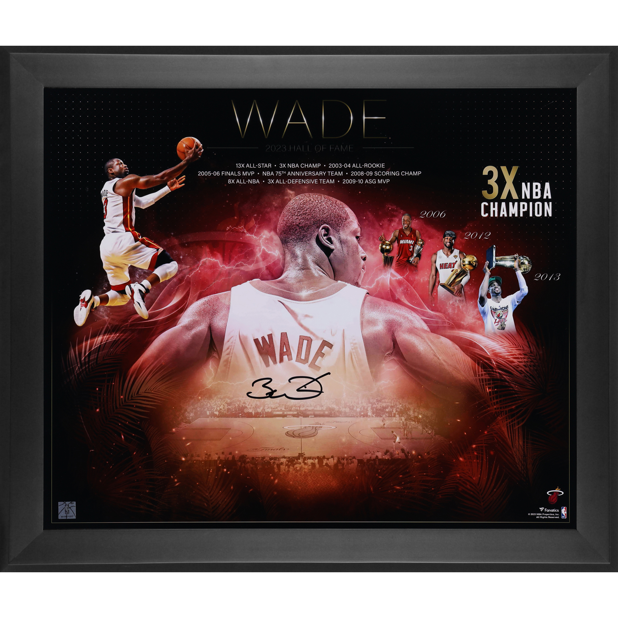Dwyane Wade Miami Heat Autographed Framed 20" x 24" 2023 NBA Hall of Fame Photograph