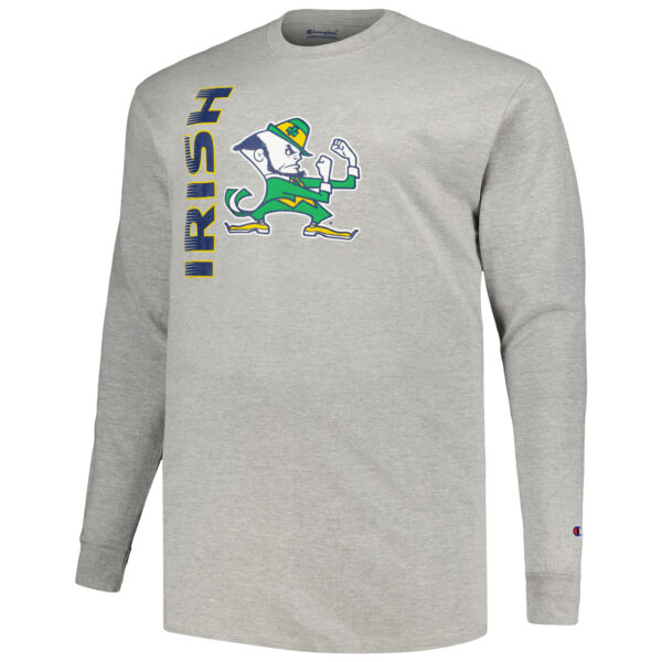 Men's Champion Heather Gray Notre Dame Fighting Irish Big & Tall Mascot Long Sleeve T-Shirt - Image 6