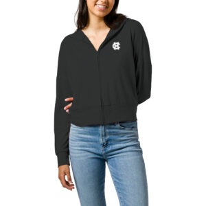 Women's League Collegiate Wear  Black Holy Cross Crusaders All Day Midi Full-Zip Cropped Hoodie
