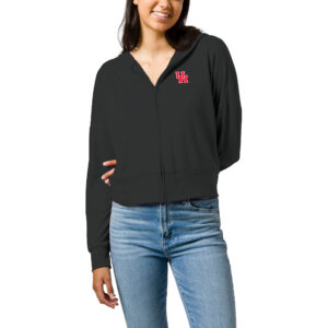 Women's League Collegiate Wear  Black Houston Cougars All Day Midi Full-Zip Cropped Hoodie