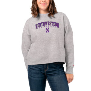 Women's League Collegiate Wear  Ash Northwestern Wildcats 1636 Boxy Pullover Sweatshirt