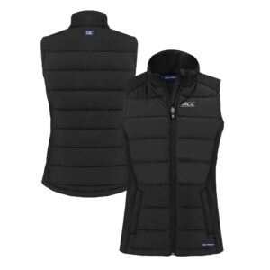 Women's Cutter & Buck  Black ACC Gear Evoke Hybrid Eco Softshell Recycled Full-Zip Vest
