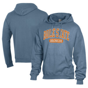 Men's Comfort Wash  Blue Boise State Broncos Lightweight Fleece Pullover Hoodie