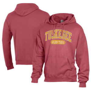 Men's Comfort Wash  Crimson Tuskegee Golden Tigers Lightweight Fleece Pullover Hoodie