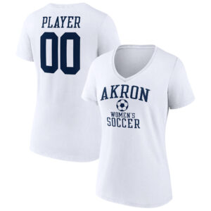 Women's  White Akron Zips Women's Soccer Pick-A-Player NIL Gameday Tradition V-Neck T-Shirt