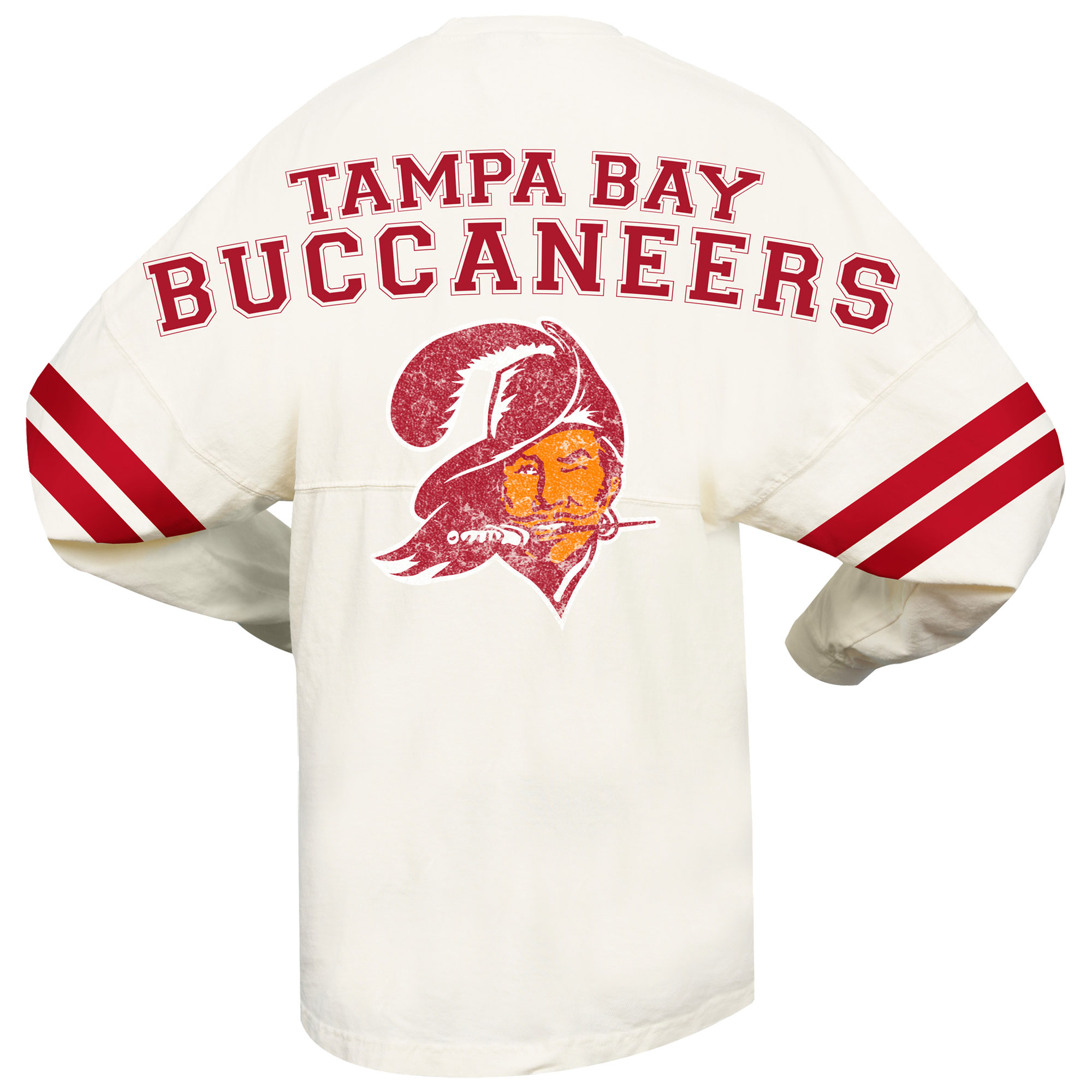 Women's Fanatics Cream Tampa Bay Buccaneers Gridiron Classics Retro Spirit Long Sleeve Top - Image 7