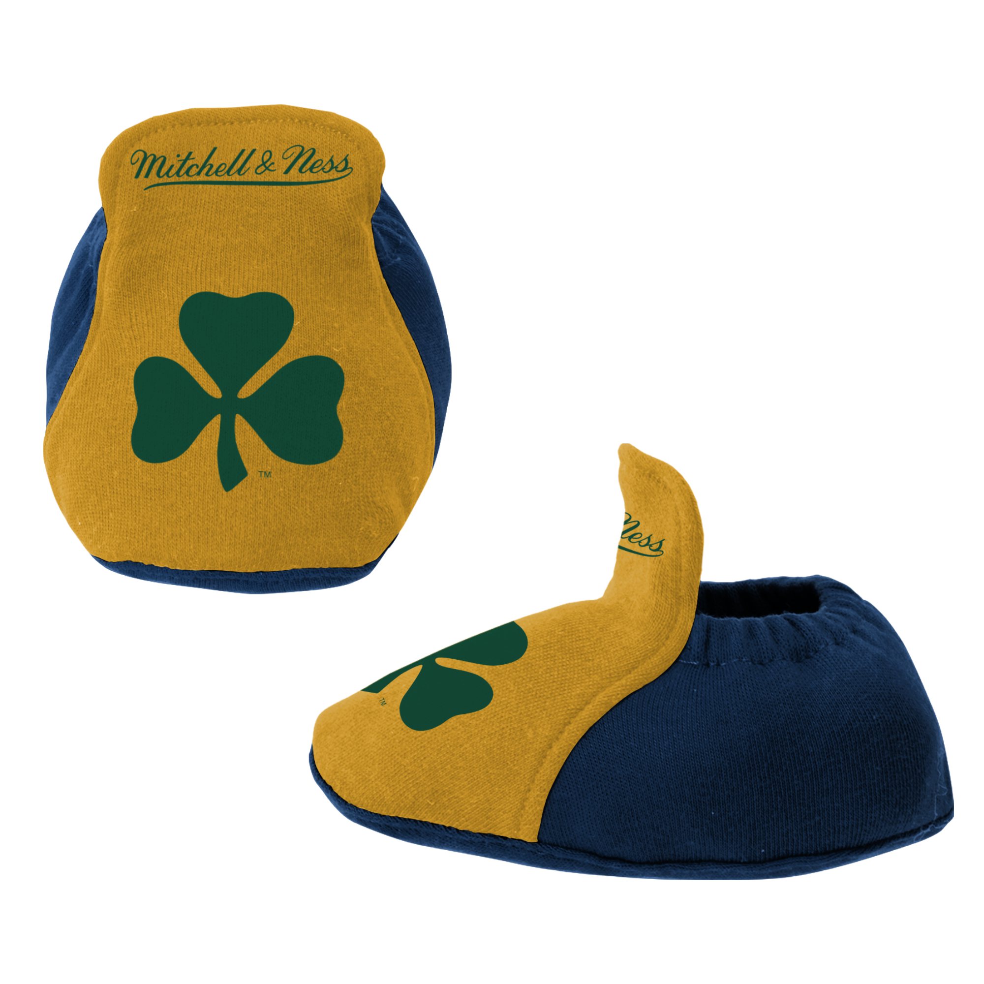 Infant Mitchell & Ness Navy/Gold Notre Dame Fighting Irish 3-Pack Bodysuit, Bib and Bootie Set - Image 10